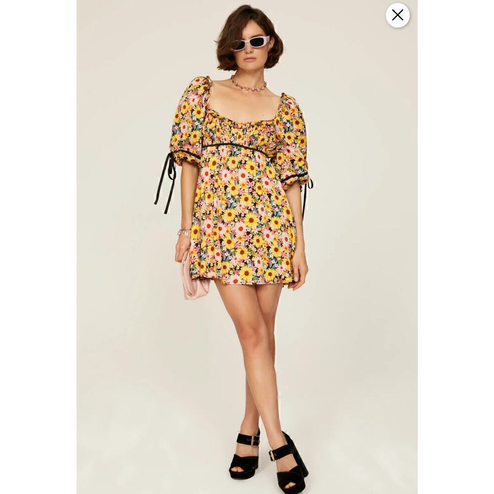 B22 For Love & Lemons Sylvia Mini Dress‎ Womens XS  Swiftie Boho Chic Coquette